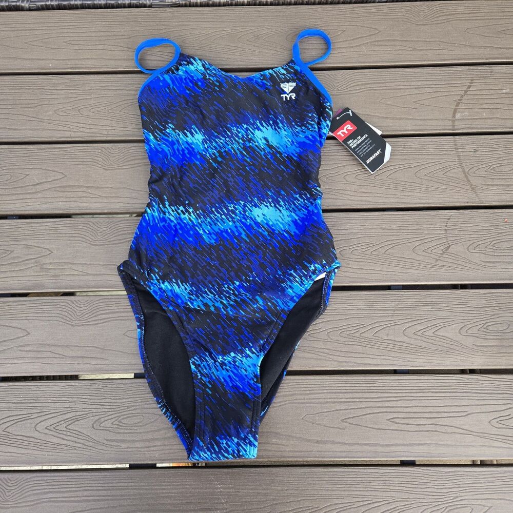 TYR Women's DuraFast Elite Perseus CutoutFit One Piece Swim Blue Size 28 New